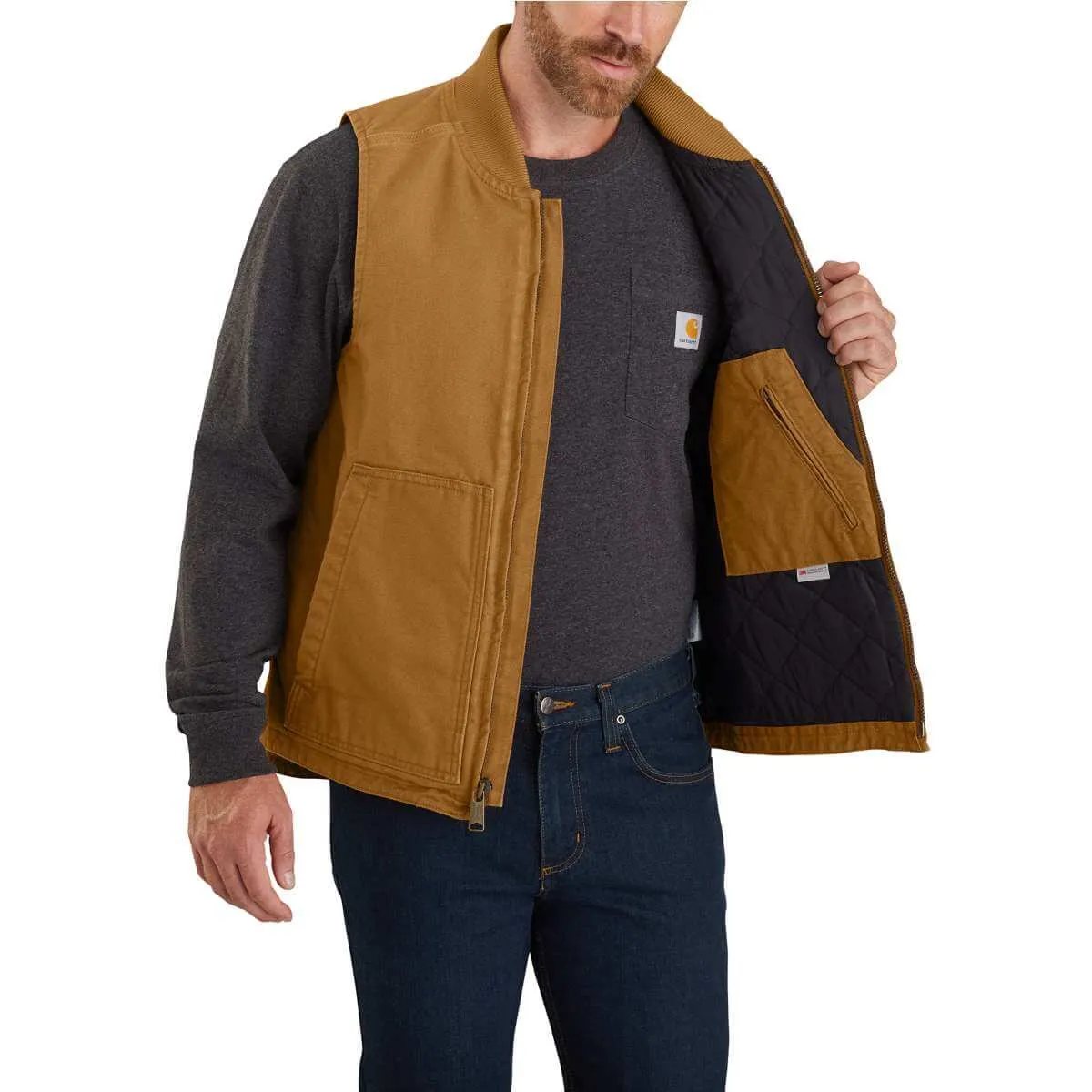 104395 - Carhartt Men's Loose Fit Washed Duck Insulated Rib Collar Vest