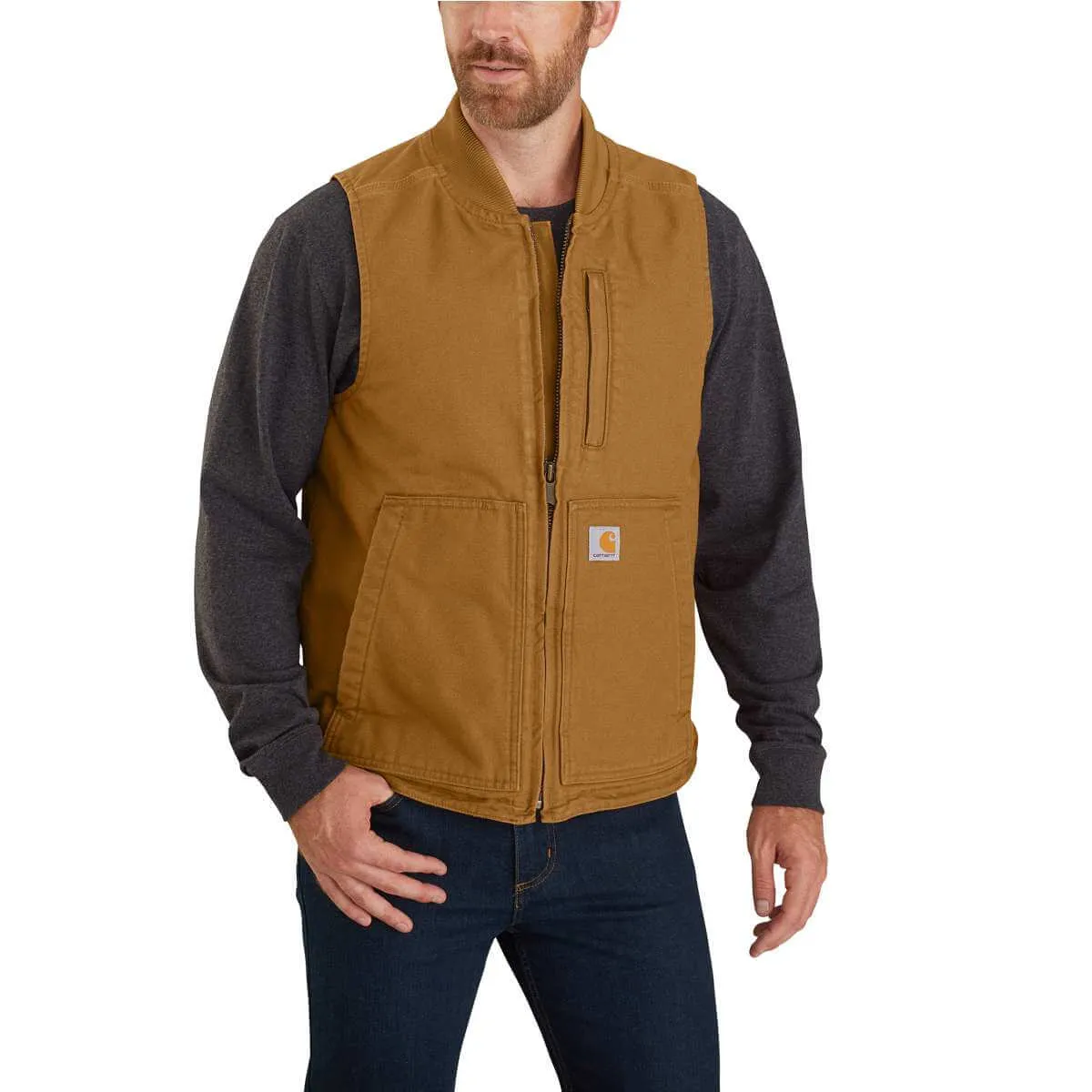 104395 - Carhartt Men's Loose Fit Washed Duck Insulated Rib Collar Vest