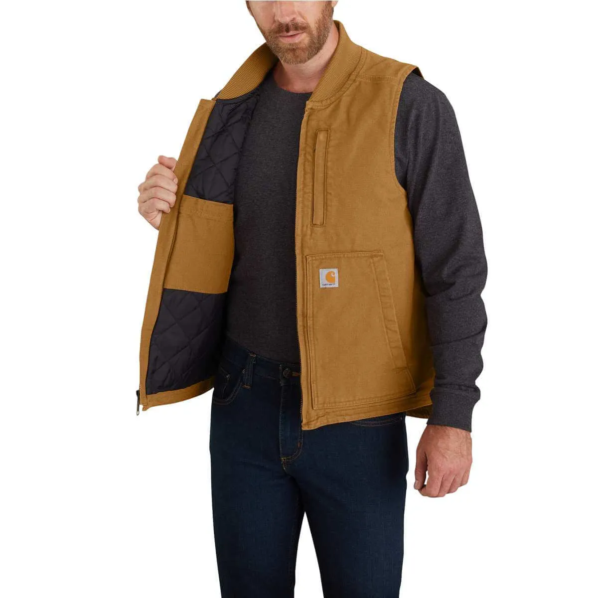 104395 - Carhartt Men's Loose Fit Washed Duck Insulated Rib Collar Vest