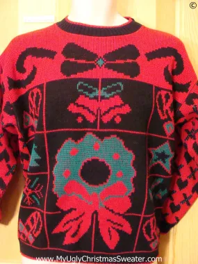 80s 2sided Horrible Red Tacky Christmas Sweater