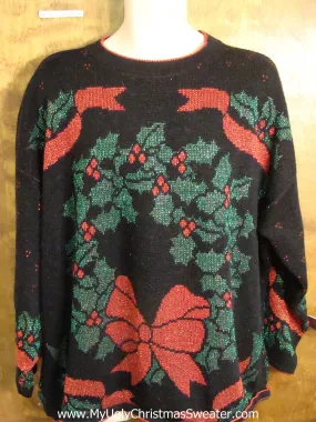 Best 80s Huge Wreath Ugly Christmas Sweater XXXL