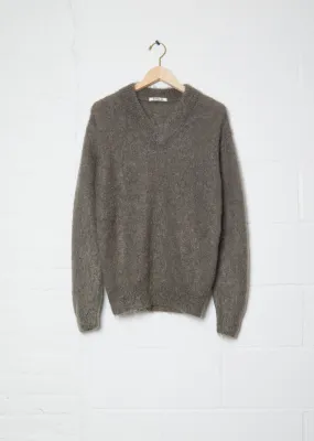 Brushed Mohair V-Neck Knit