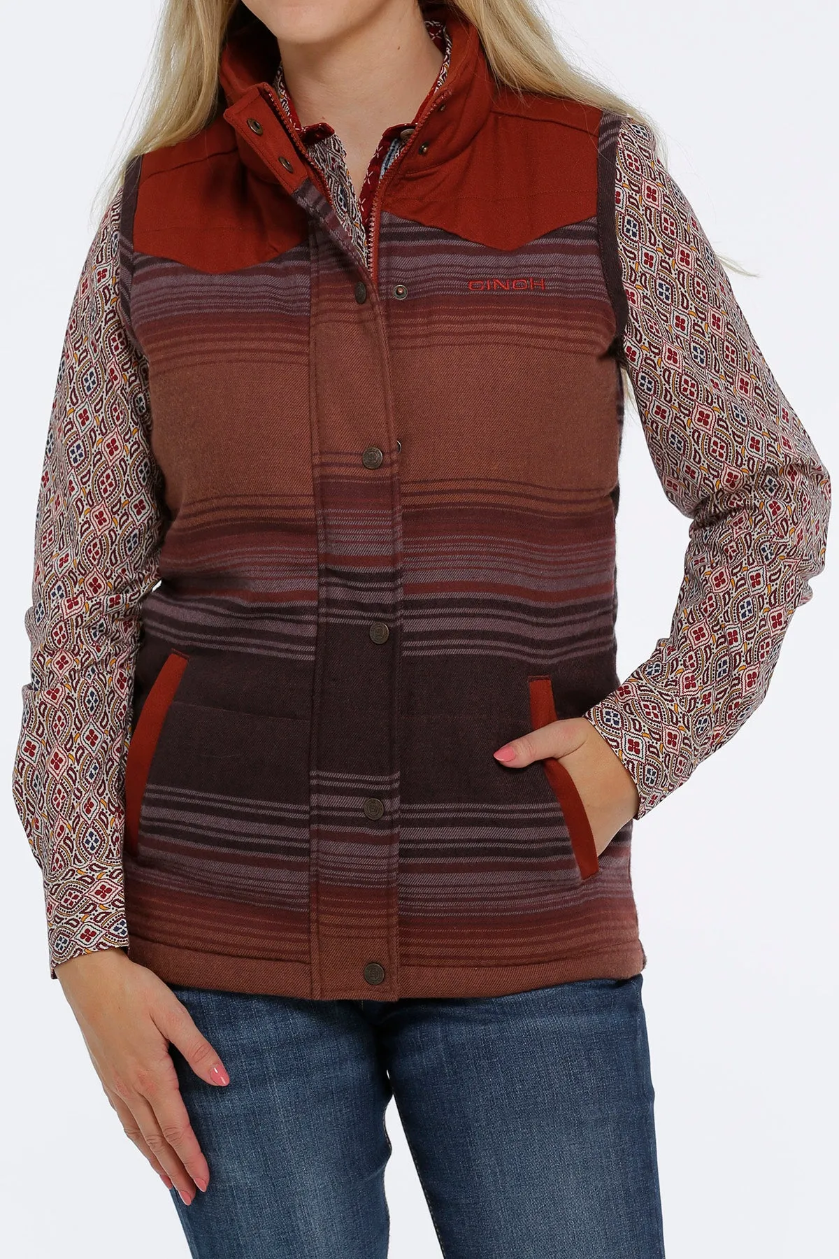 Cinch Women's Red Twill Quilted Vest