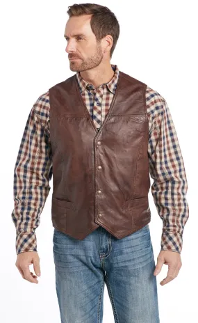 Cripple Creek Mens Antique Brown Leather Lamb Nappa Vest