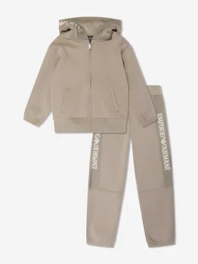 Emporio Armani Boys Logo Tracksuit in Beige