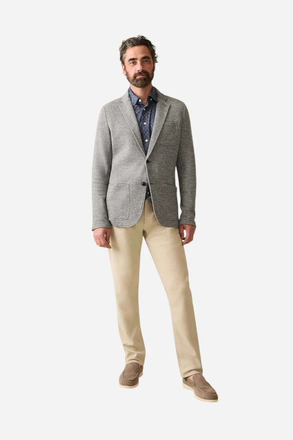 Faherty Inlet Knit Blazer in Medium Grey Melange