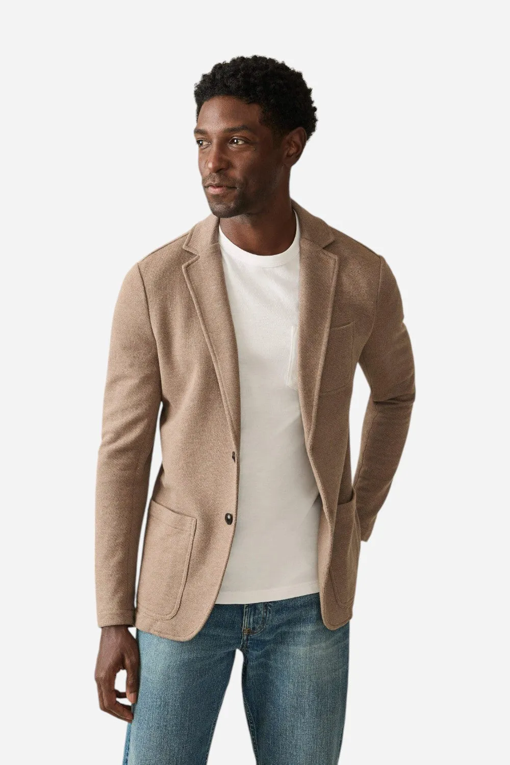 Faherty Inlet Knit Blazer in Walnut Melange