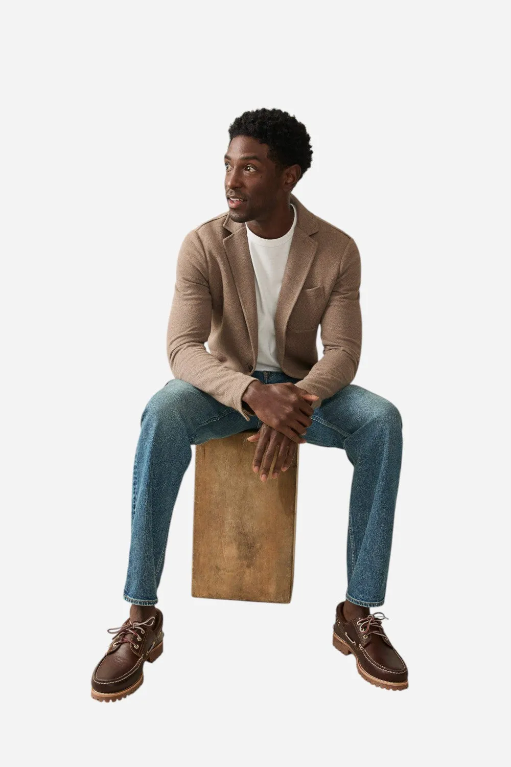 Faherty Inlet Knit Blazer in Walnut Melange