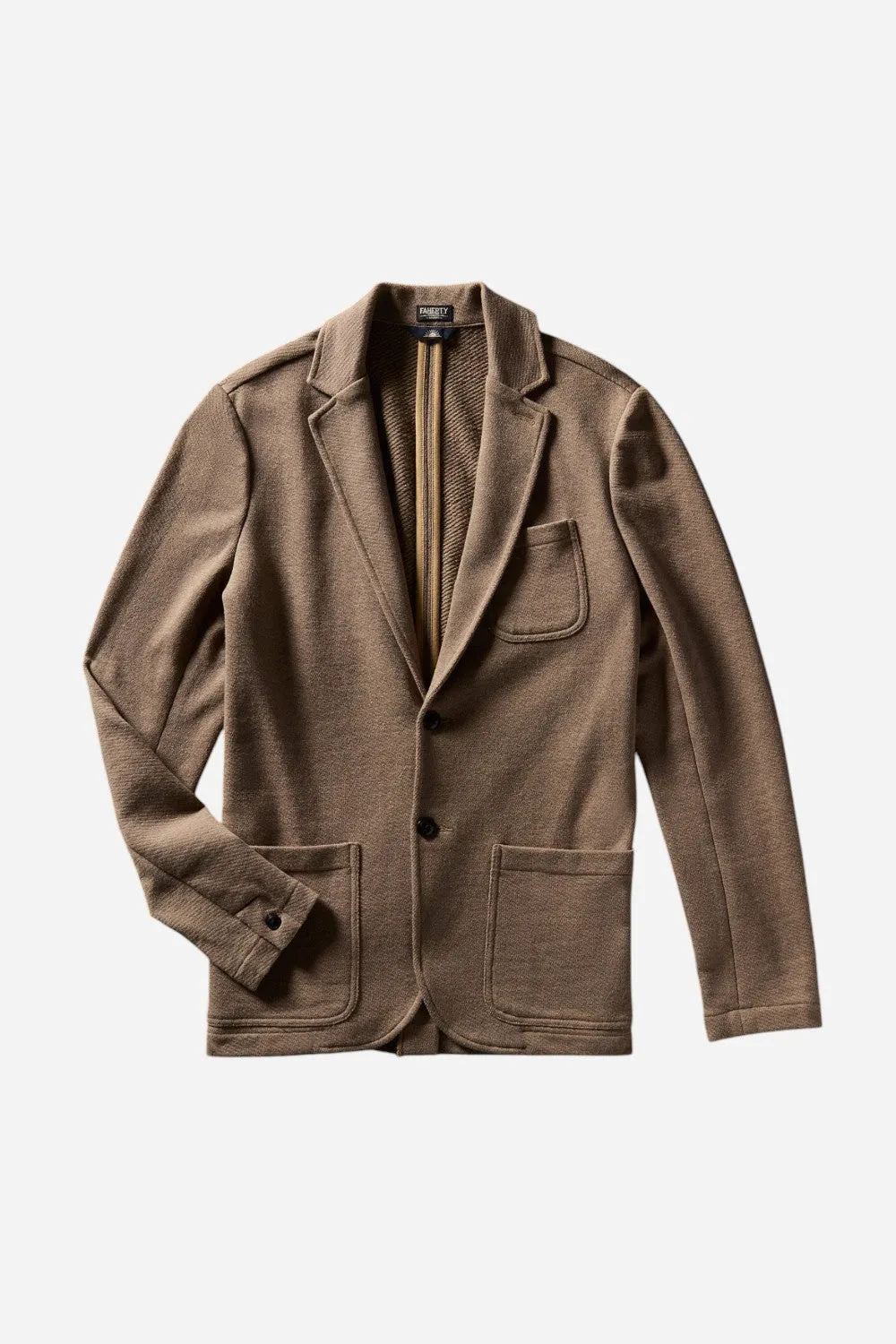 Faherty Inlet Knit Blazer in Walnut Melange