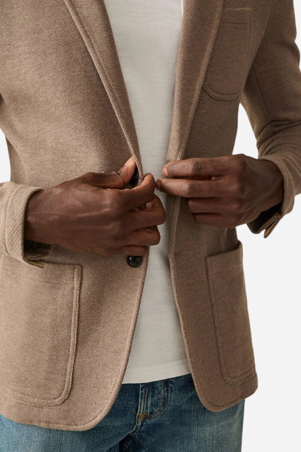 Faherty Inlet Knit Blazer in Walnut Melange