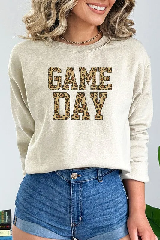 Fall Football Leopard Game Day Letters Sweatshirt