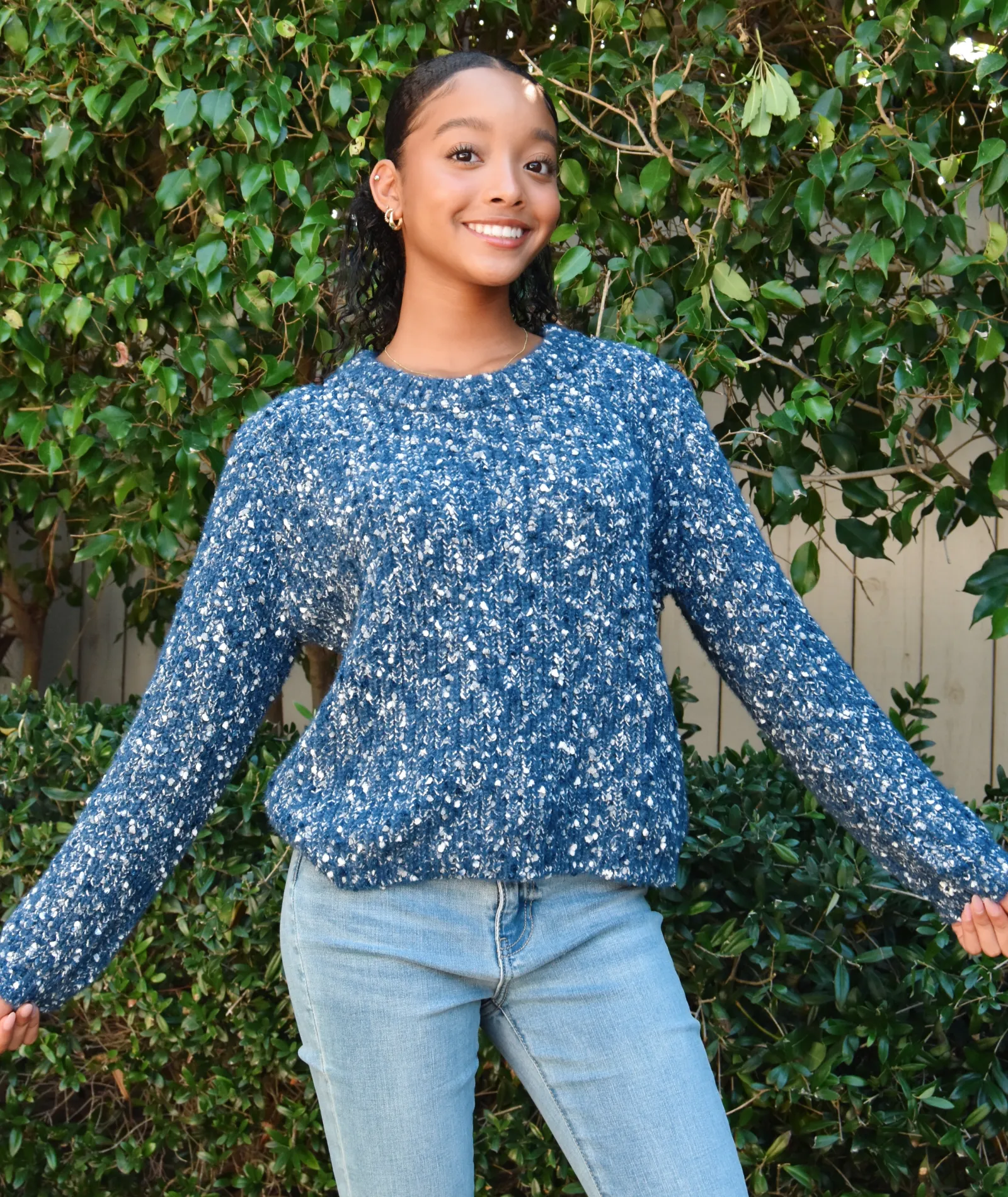 FBZ Girls Blue Confetti Sweater