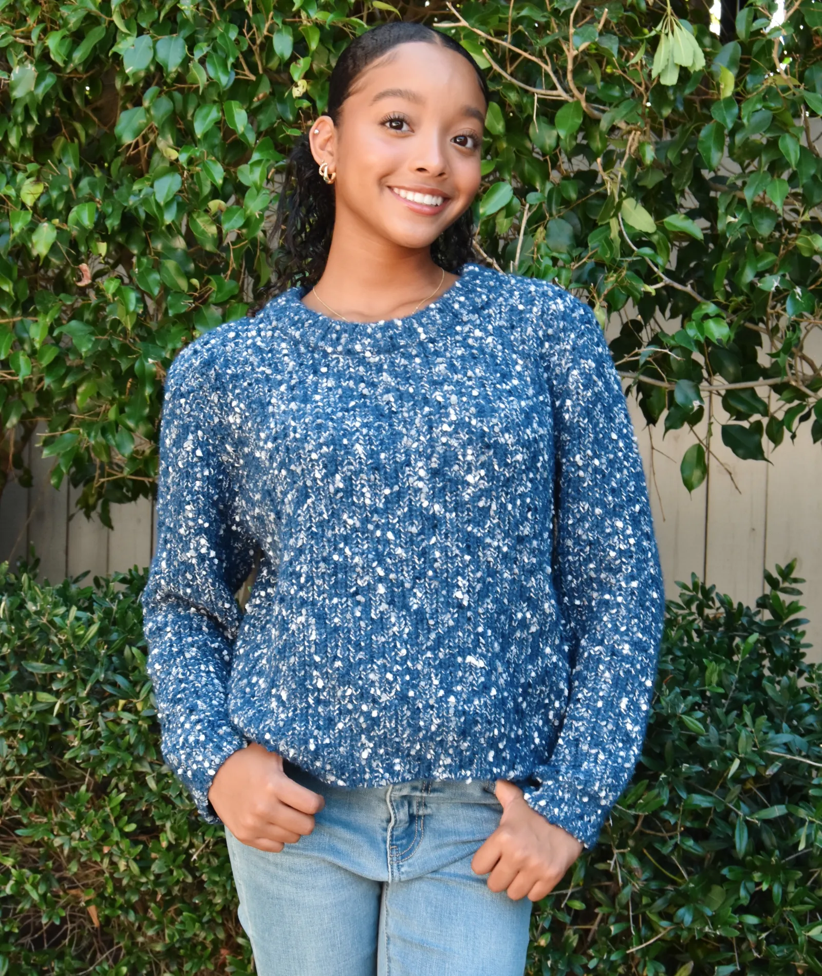 FBZ Girls Blue Confetti Sweater