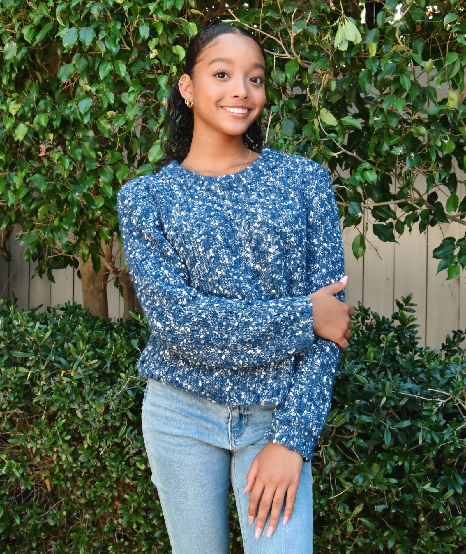 FBZ Girls Blue Confetti Sweater