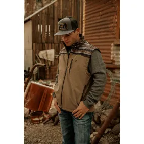 Hooey Men's Tan and Brown Aztec Softshell Vest