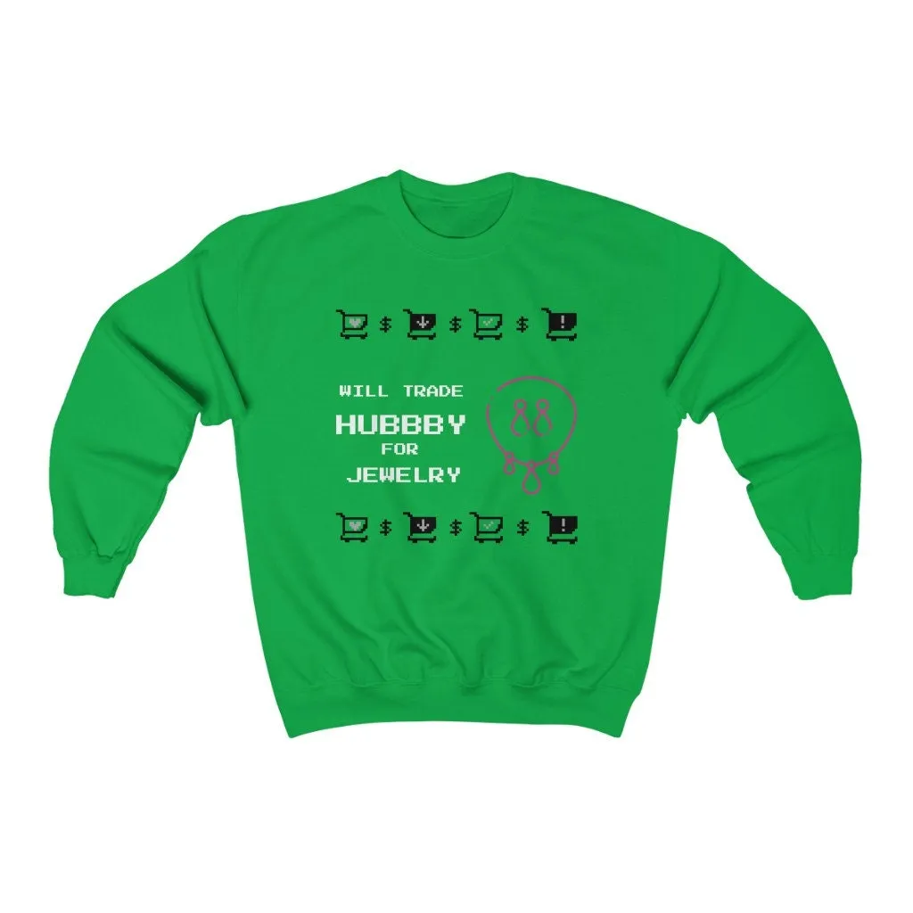 Hubby jokes Ugly Sweater Unisex Crewneck Sweatshirt, Gift for Mom/Christmas/Thanksgiving/Birthday/Anniversary/Housewarming/Halloween/Grads