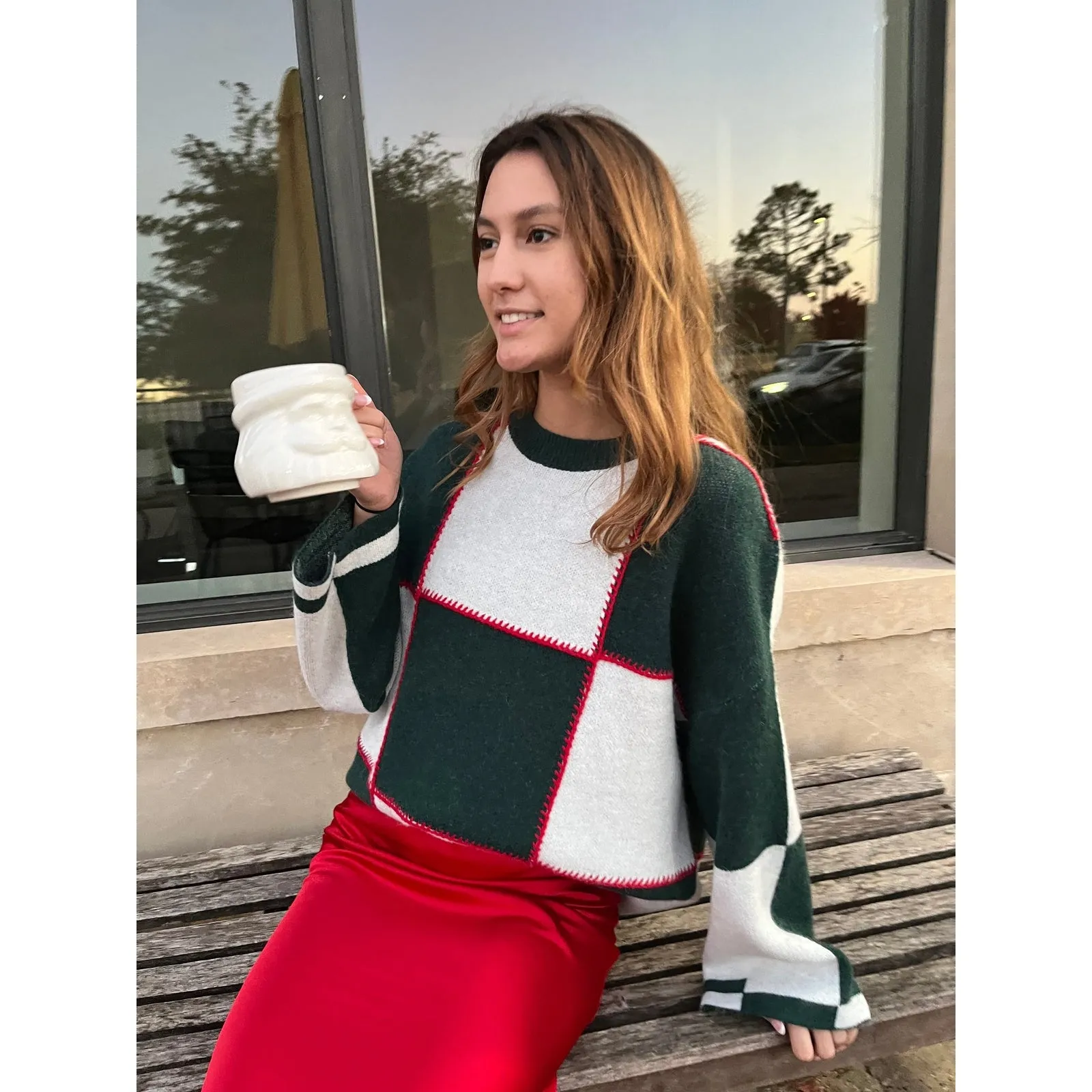 Hunter Color Block Oversized Sweater