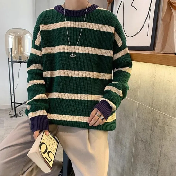 [Korean Style] 2 Colors Striped Woolen Sweaters