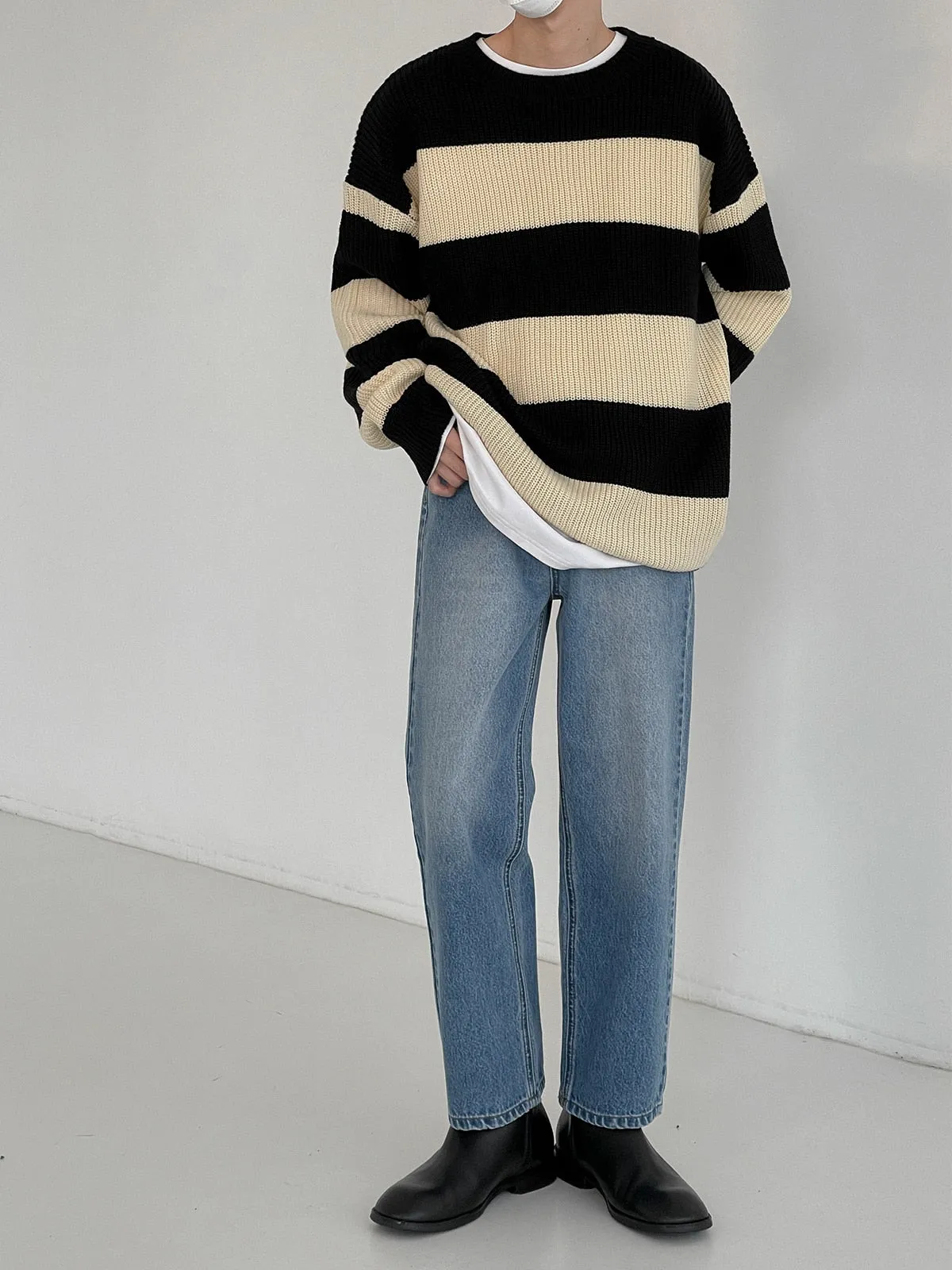 [Korean Style] Ania Loose Striped Knit Sweaters