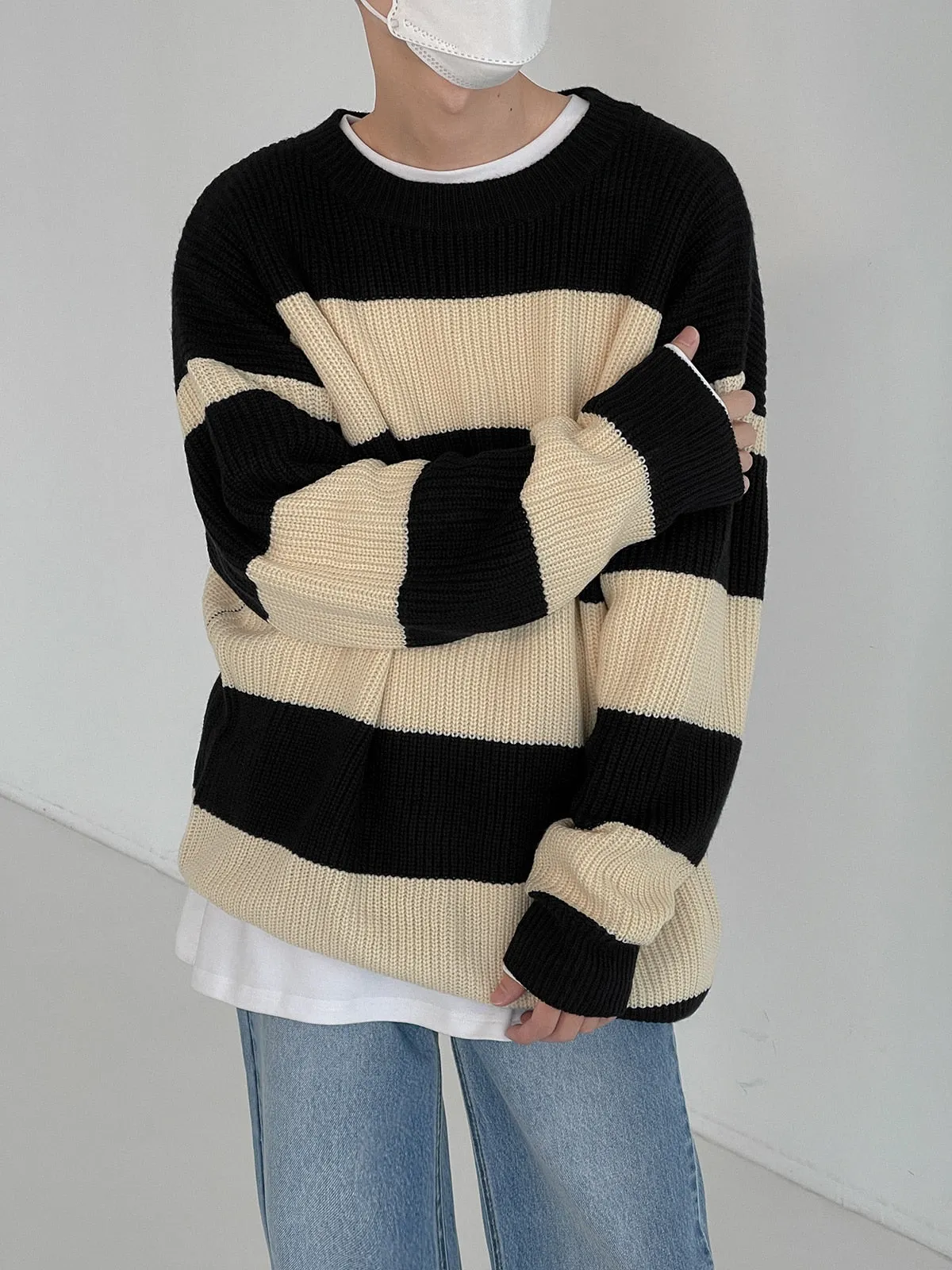 [Korean Style] Ania Loose Striped Knit Sweaters