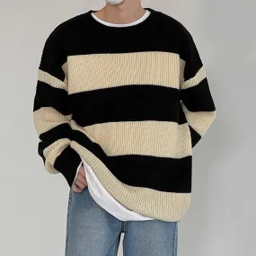 [Korean Style] Ania Loose Striped Knit Sweaters