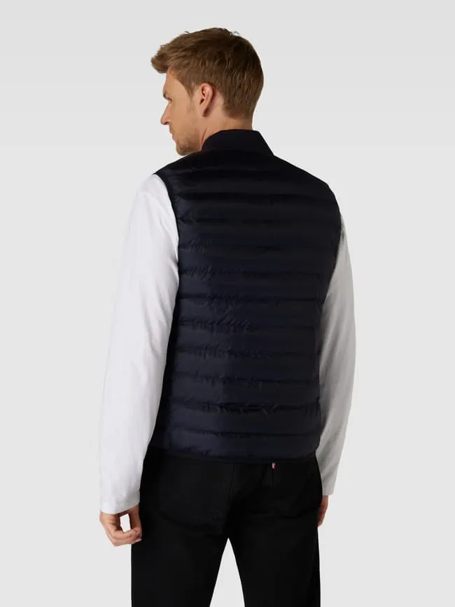 Lacoste quilted vest with attached labels, navy blue