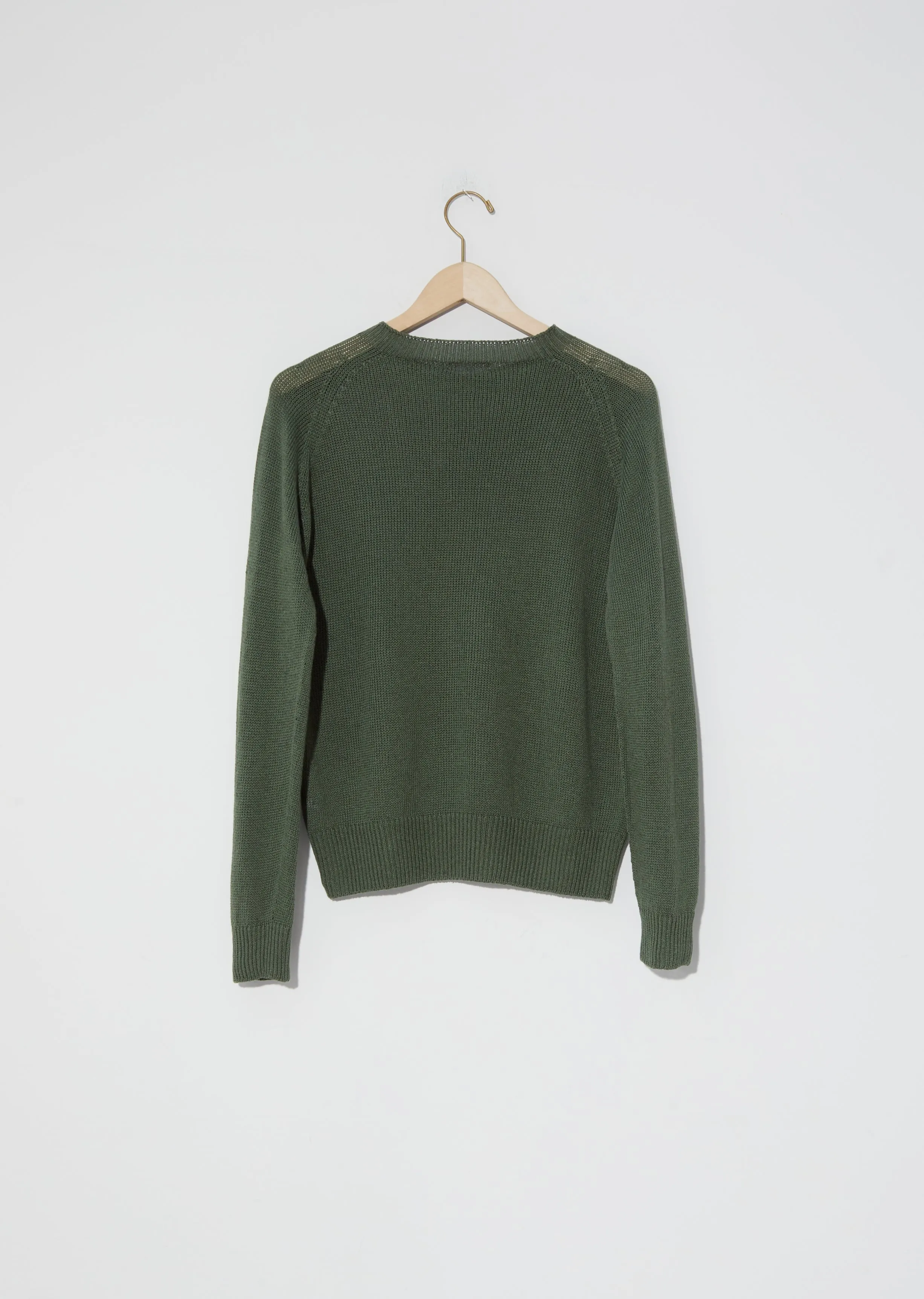 Linen-Cotton Classic Crewneck Sweater — Fern