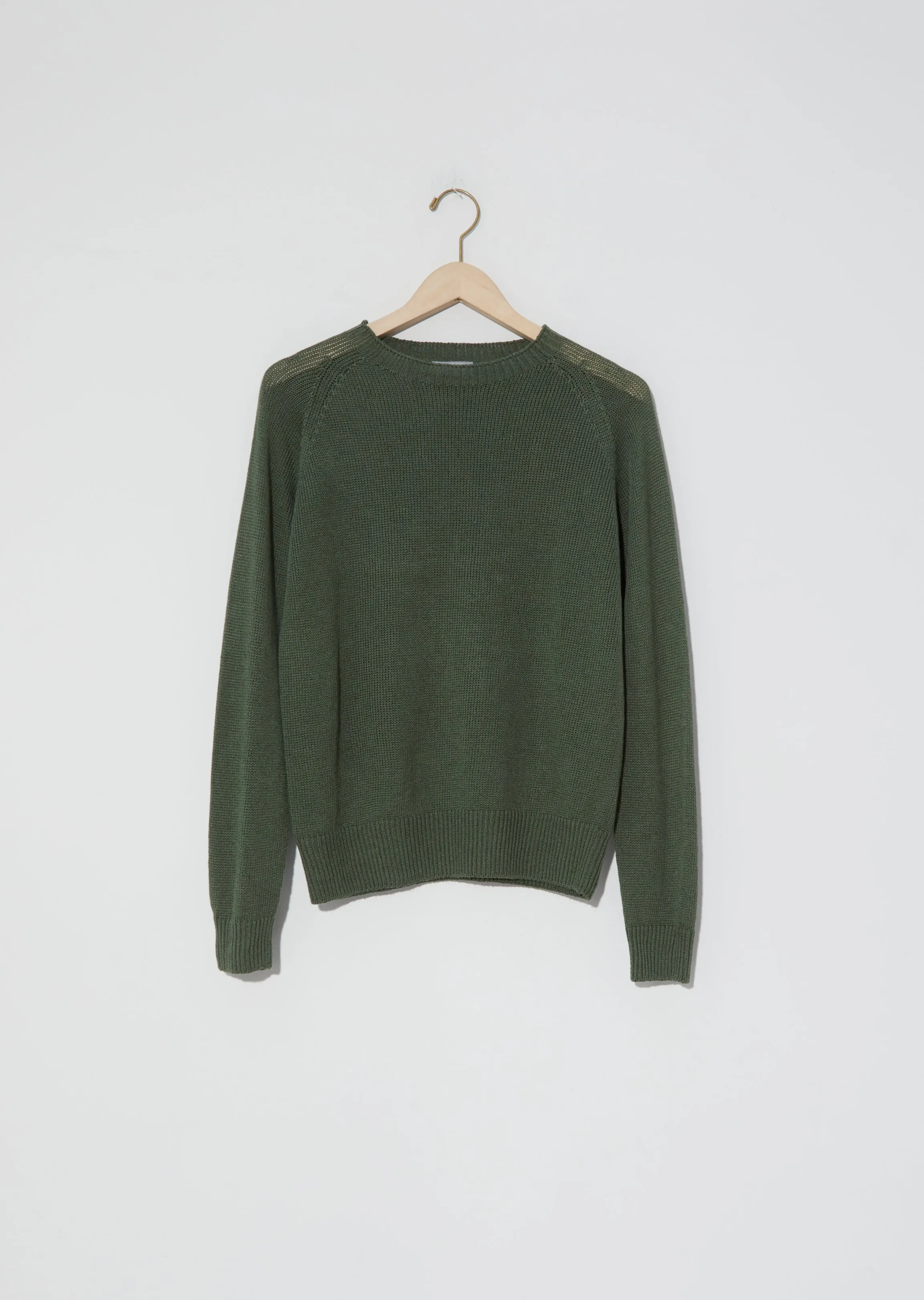 Linen-Cotton Classic Crewneck Sweater — Fern