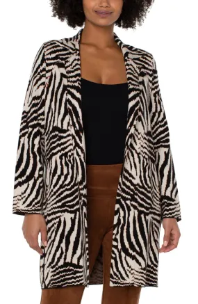 Liverpool Open Front Cardigan Sweater Coat Abstract Zebra Jacquard