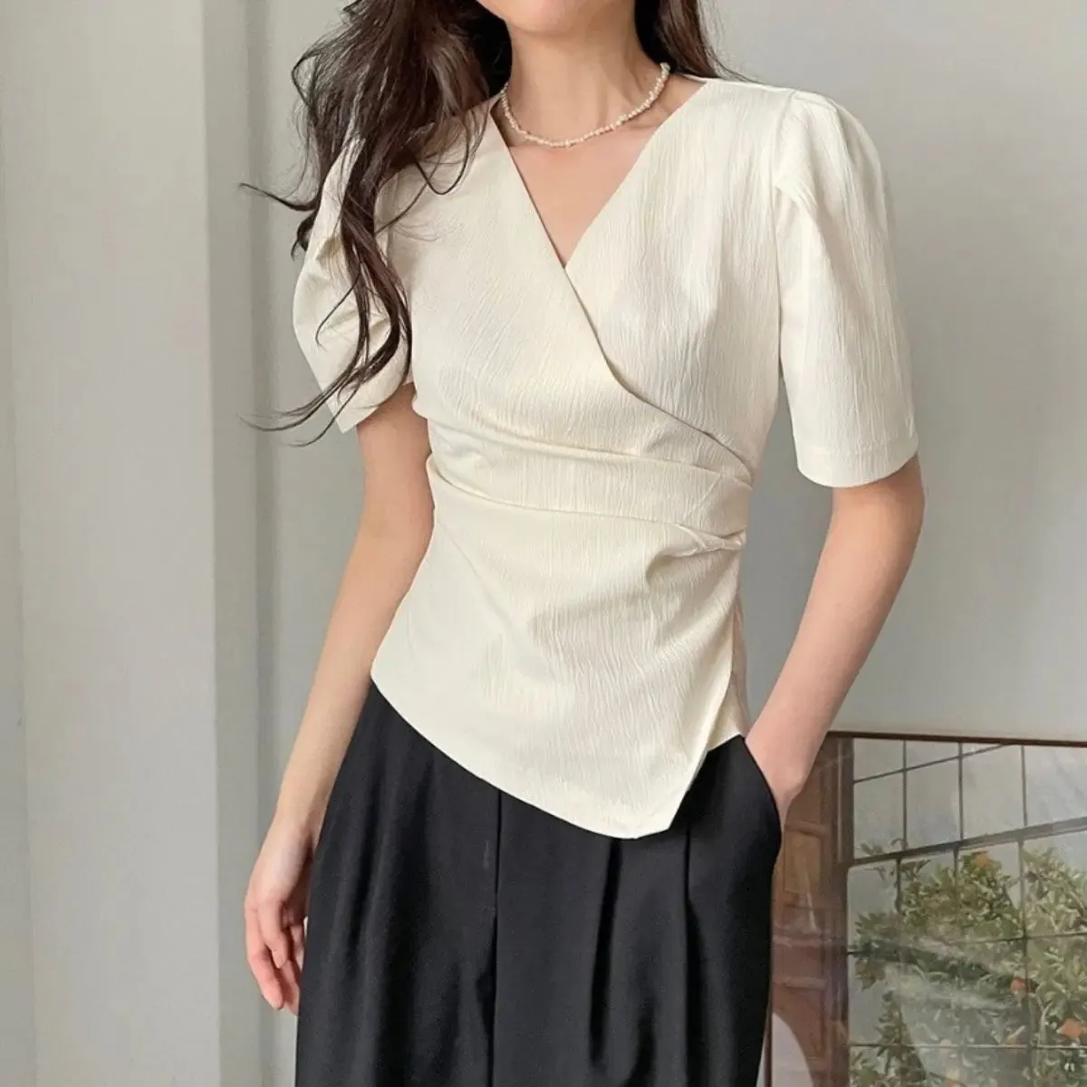 Long Retro Office Casual Clothing Tops Blouse