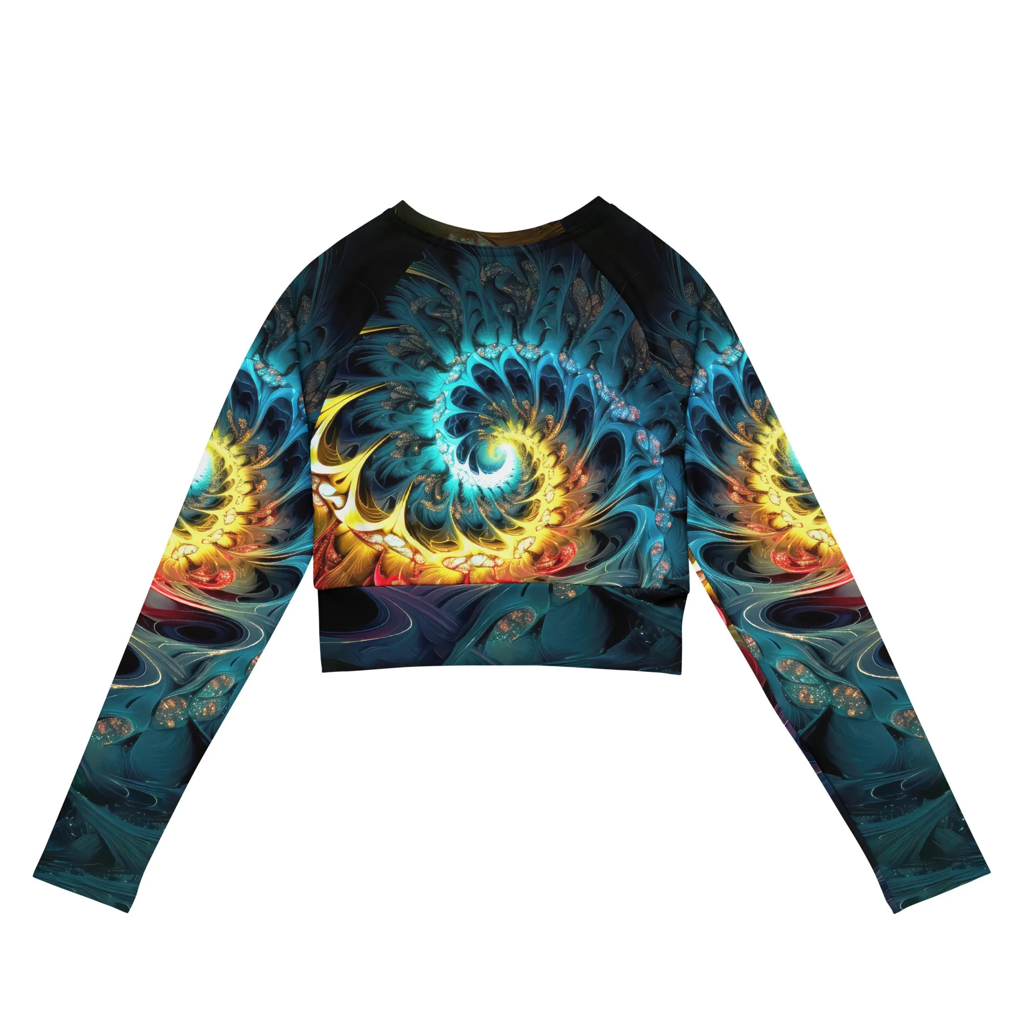 Long-Sleeve Crop Top Abstract Rainbow