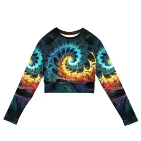 Long-Sleeve Crop Top Abstract Rainbow