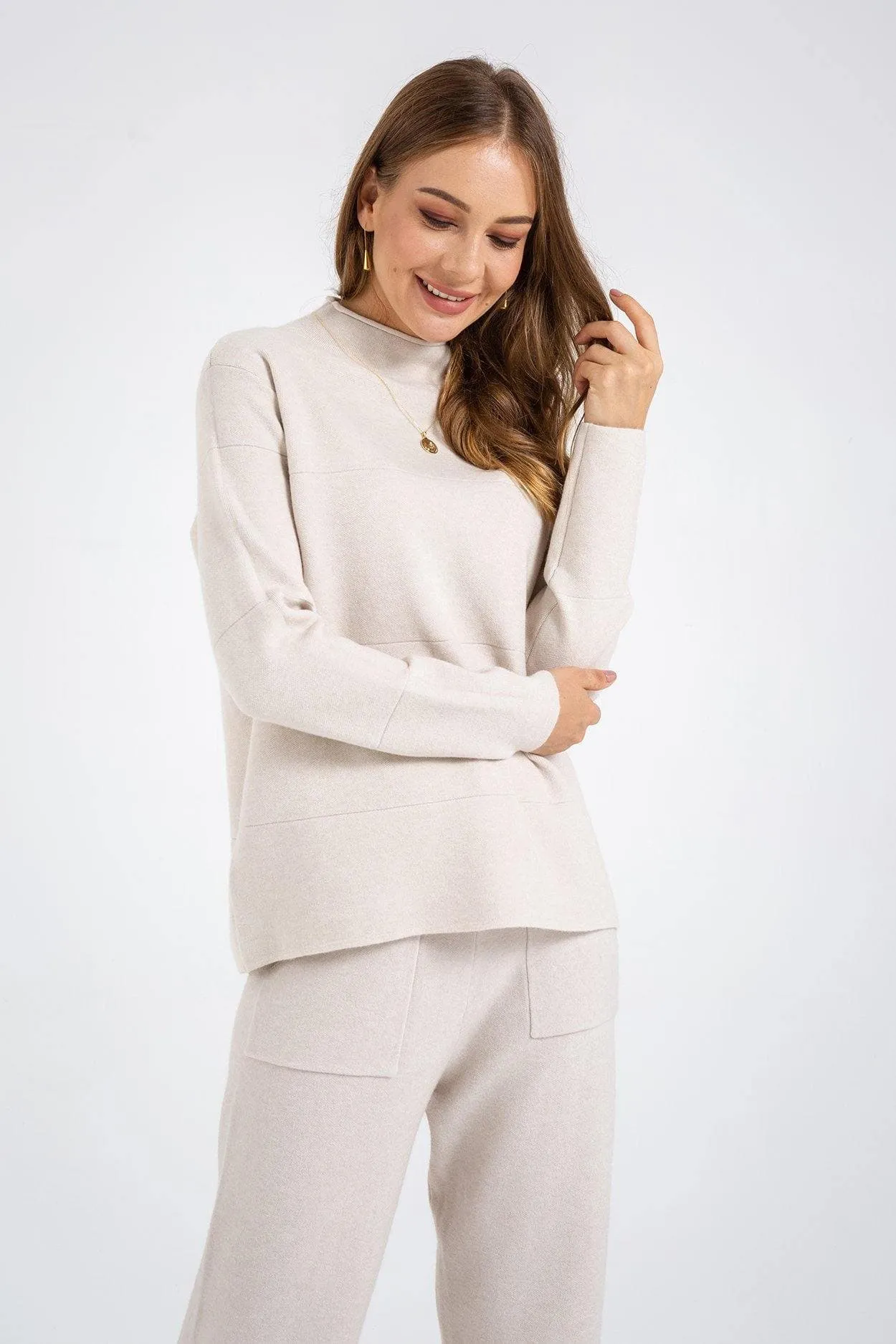 Long Sleeve Suit Pocket Knitted Sweater