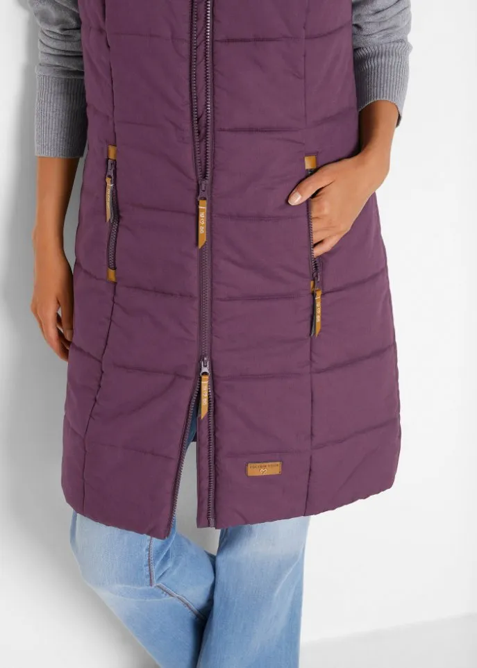 Long vest with stand-up collar Bpc Bonprix Collection, purple