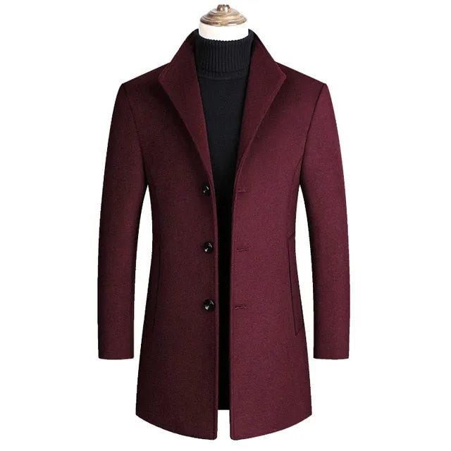 Men Wool Blends Long Coats