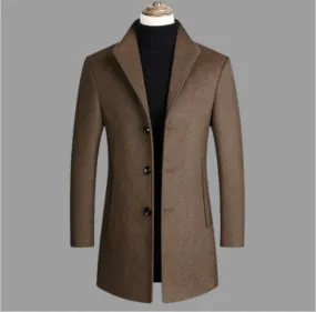 Men Wool Blends Long Coats