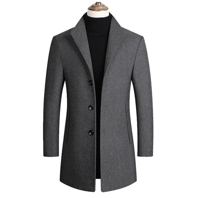 Men Wool Blends Long Coats