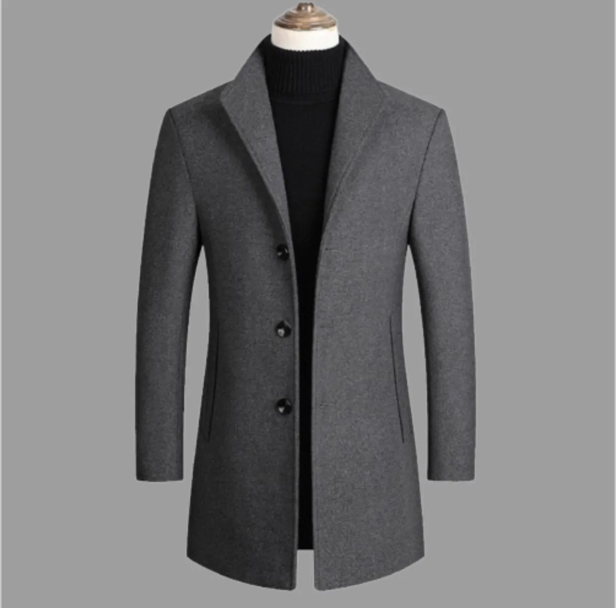 Men Wool Blends Long Coats