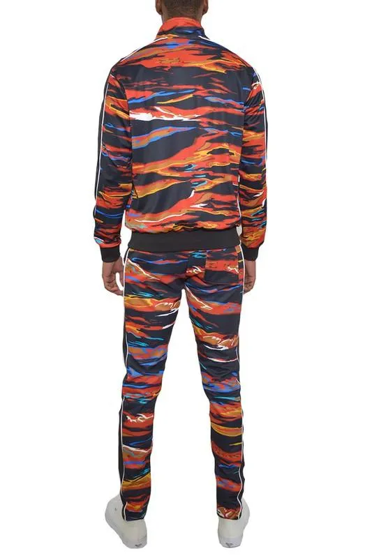 Mens Full Zip Multicolor Track Suit Set S - 3Xl