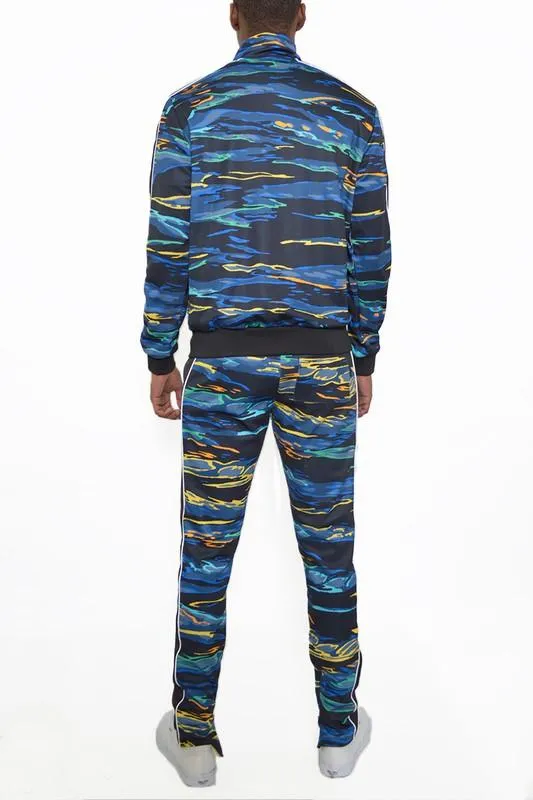 Mens Full Zip Multicolor Track Suit Set S - 3Xl