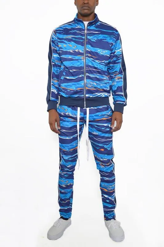 Mens Full Zip Multicolor Track Suit Set S - 3Xl