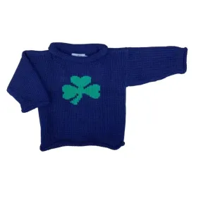 Navy Shamrock Roll Neck Sweater