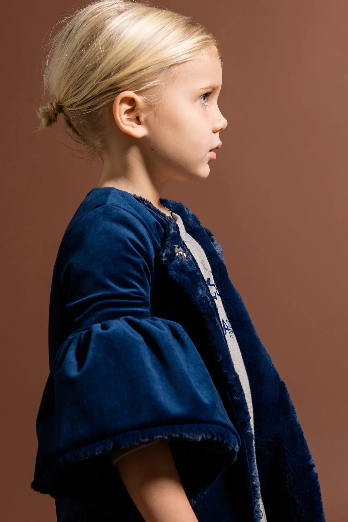 OMAMImini Velvet Girls Coat - Royal Blue (Size 2 left)