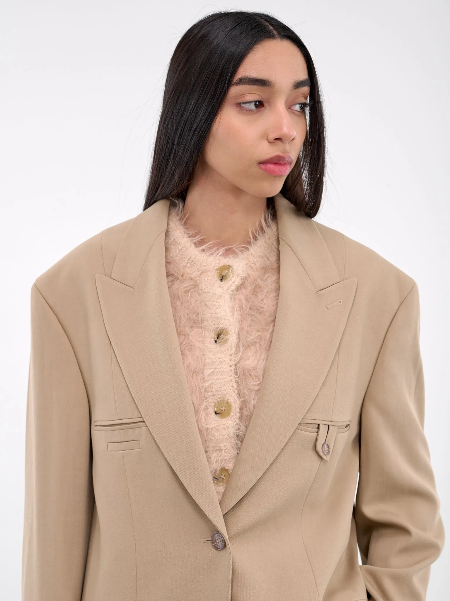 Peaked Lapel Blazer (AH0302-CAMEL-BEIGE)