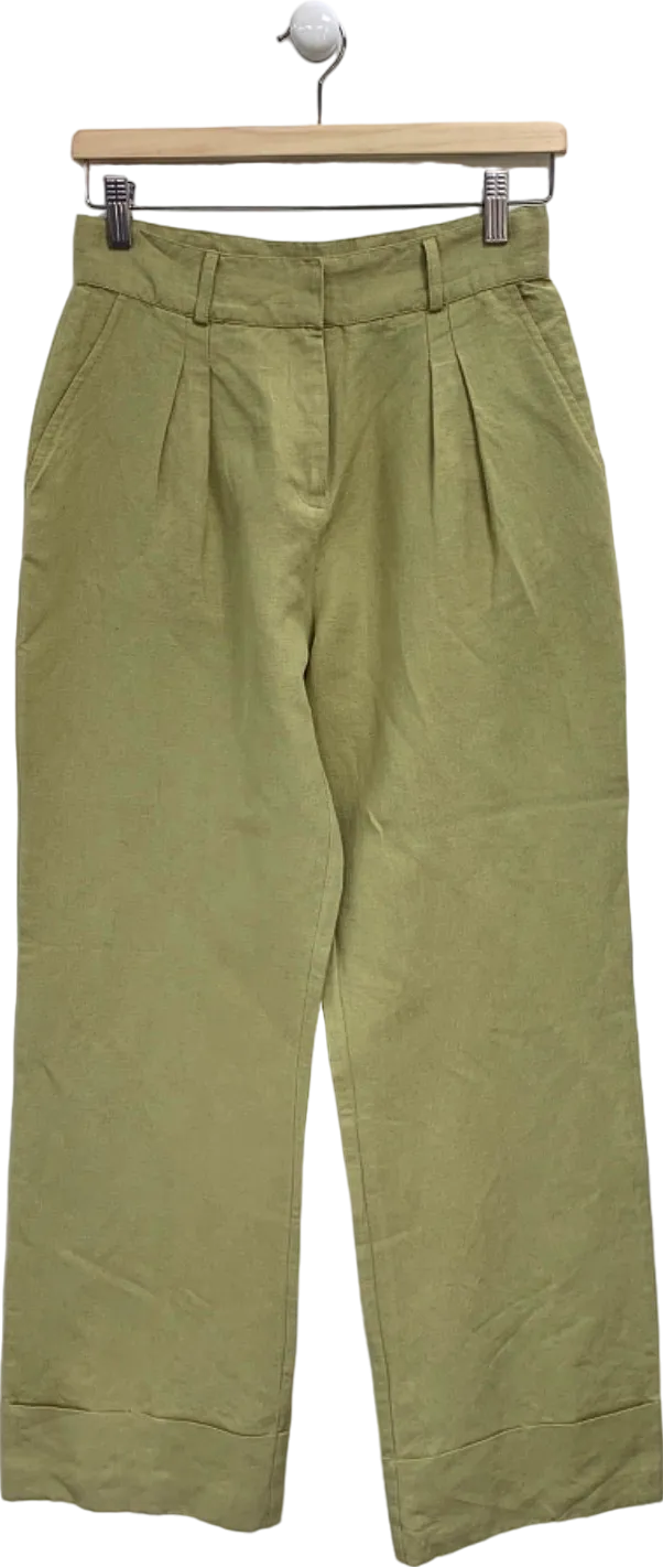 Pretty Lavish Olive Bryony Linen Trousers Parker Block UK 8