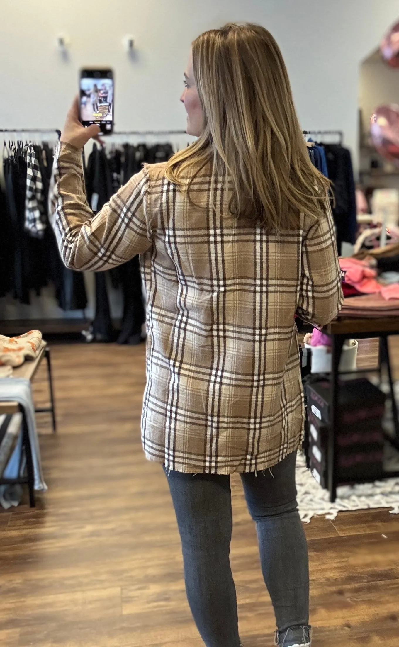 Pull It Together Plaid Blazer - Beige Plaid