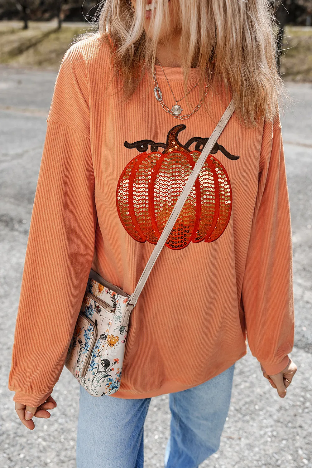 Pumpkin Sequin Sweatshirt