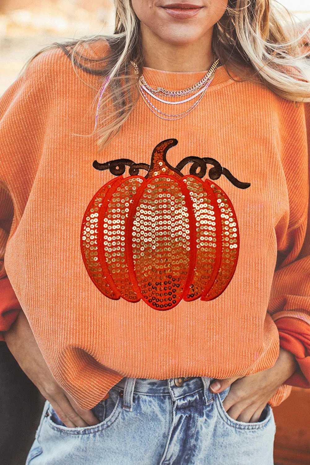 Pumpkin Sequin Sweatshirt