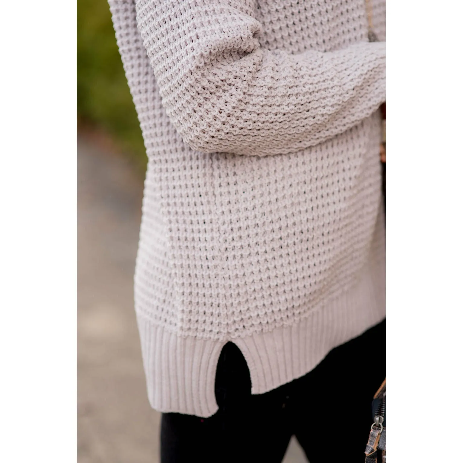 Ribbed Knit Side Slit Sweater