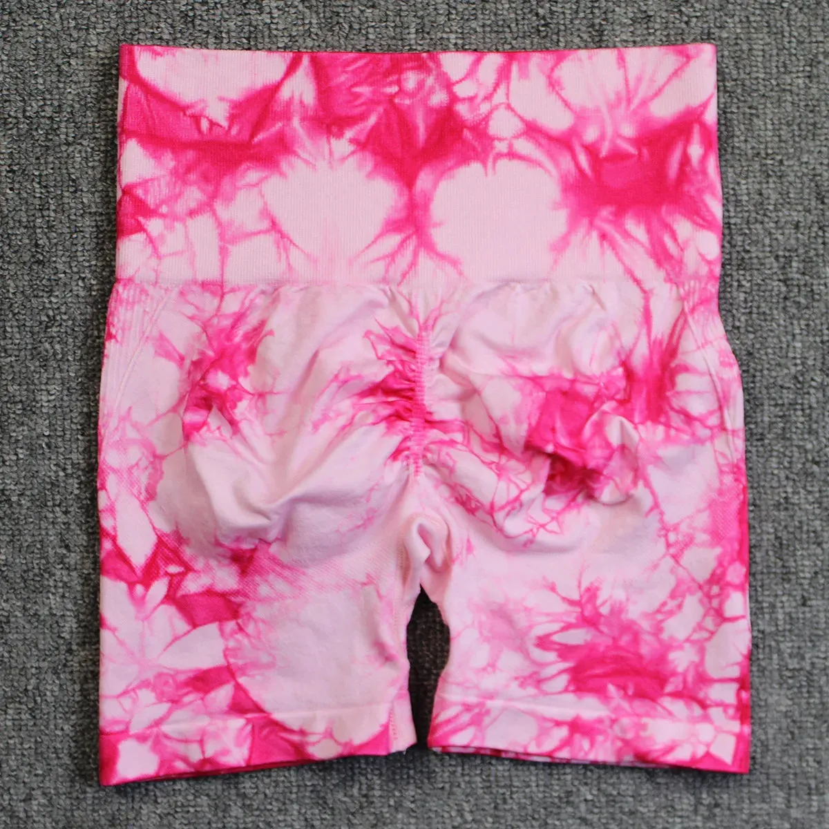 Seamless Tie Dye Bleach Butt Lift Sport Shorts For Women High Waist Summer Yoga Fitness Workout Cycling Biker Gym Shorts Mujer